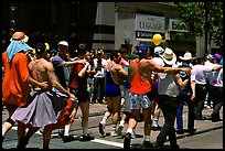 People marching during the Gay Parade. San Francisco, California, USA (color)
