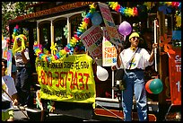 Cable car  during the Gay Parade. San Francisco, California, USA ( color)