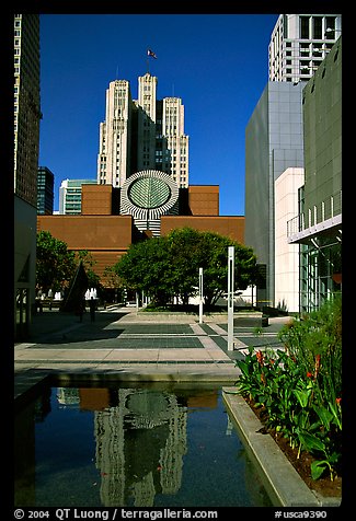 Museum of Modern Art from Yerba Buena Gardens. San Francisco, California, USA