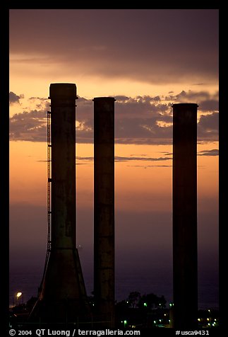 Rodeo San Francisco Refinery, sunset, Rodeo. San Pablo Bay, California, USA (color)