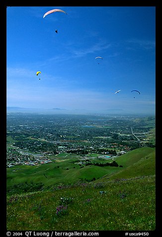 Paragliders, Mission Peak Regional Park. California, USA (color)