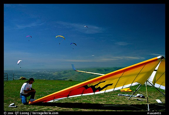 Hand-glider,  Mission Peak Regional Park. California, USA (color)