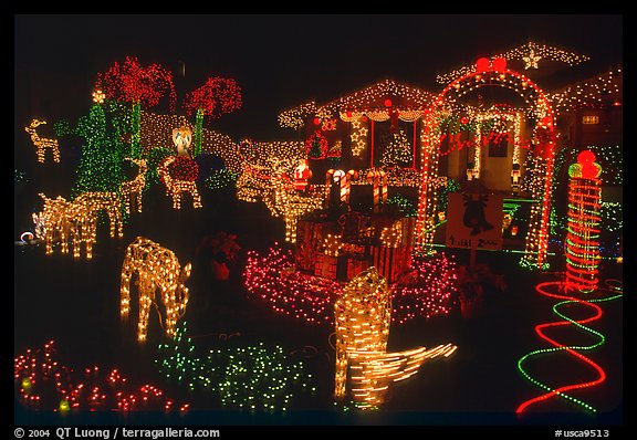 House Christmas Lights. San Jose, California, USA (color)