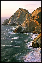 Cliffs and surf near Devil's slide, sunset. San Mateo County, California, USA