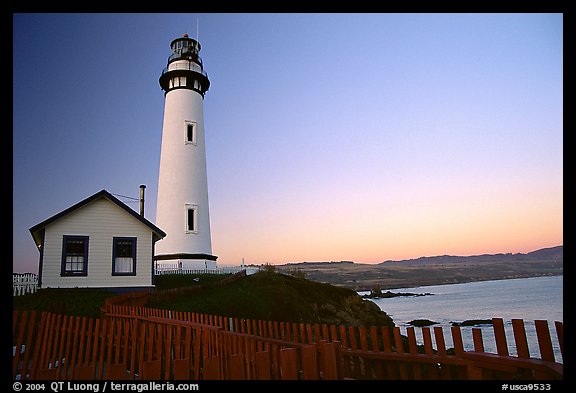 Pigeon Point Lighthouse, dusk. San Mateo County, California, USA