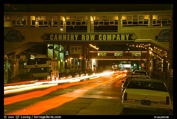 Cannery Row  at night, Monterey. Monterey, California, USA (color)