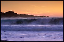 Surf at  sunset,  Carmel River State Beach. Carmel-by-the-Sea, California, USA (color)