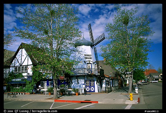 Windmill, Danish village. Solvang, California, USA (color)