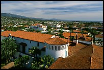 Red tile rooftops of the courthouse. Santa Barbara, California, USA