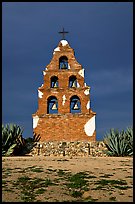 Bell tower, Mission San Miguel Arcangel. California, USA