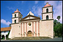 Chapel facade, Mission Santa Barbara, morning. Santa Barbara, California, USA ( color)