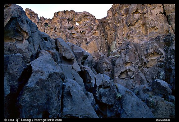 Cliff with hole, Hole-in-the-wall. Mojave National Preserve, California, USA (color)