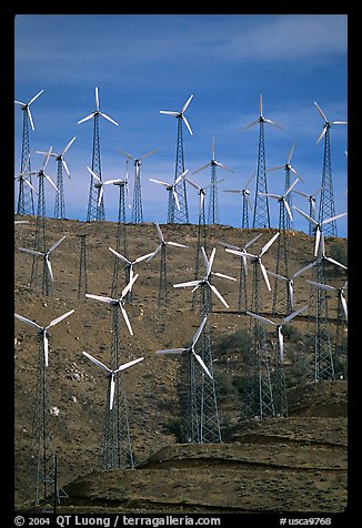 Windmill farm, Tehachapi Pass. California, USA (color)