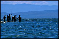 Fishermen on the shore of Salton Sea. California, USA ( color)