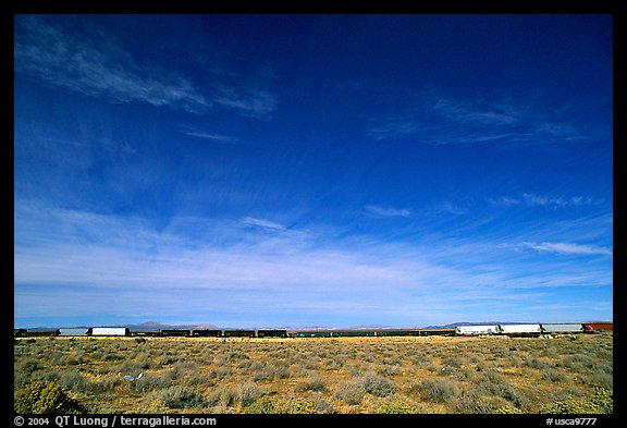 Long train in the Mojave desert. California, USA