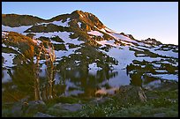 Round Top Peak and Winnemucca Lake, sunset. Mokelumne Wilderness, Eldorado National Forest, California, USA