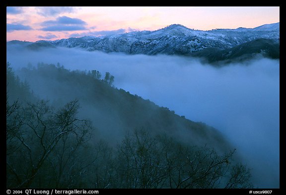Fog and ridges, sunrise, Stanislaus  National Forest. California, USA