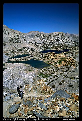 Chain of lakes seen from Bishop Pass, Inyo National Forest. California, USA