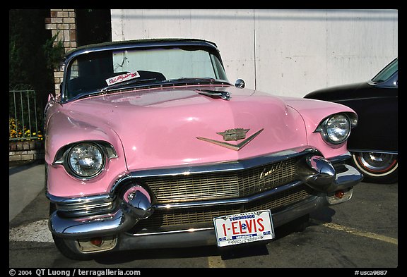 Classic Pink car, Bishop. California, USA (color)