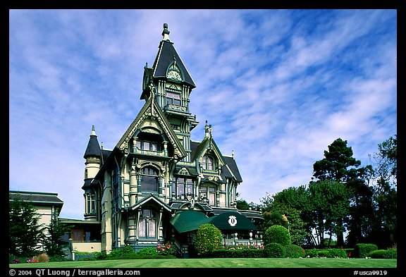 Carson Mansion, the most famous Victorian building of Eureka. California, USA (color)