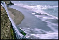 Alamere Falls, beach, and surf. Point Reyes National Seashore, California, USA