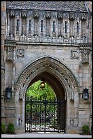 Gate in gothic style, Branford College. Yale University, New Haven, Connecticut, USA (color)