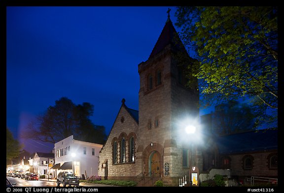 Church at night, Essex. Connecticut, USA