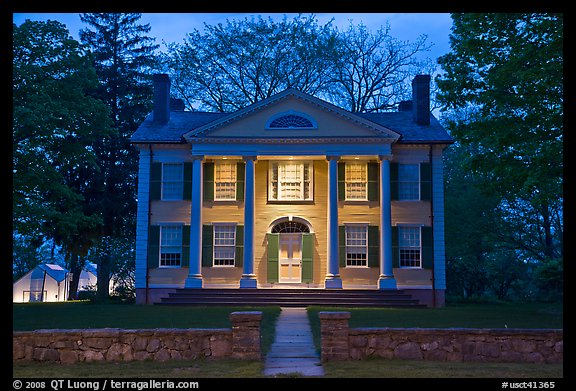 Florence Griswold House at dusk, Old Lyme. Connecticut, USA