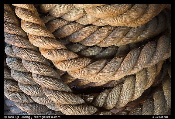 Detail of marine rope. Mystic, Connecticut, USA
