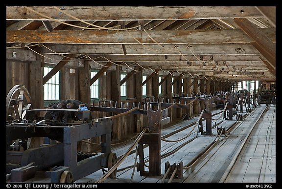 Inside long Rope-making building. Mystic, Connecticut, USA