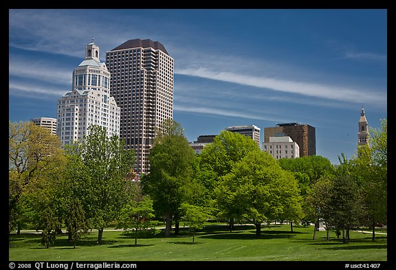 Hartford skyline and Bushnell Park. Hartford, Connecticut, USA (color)