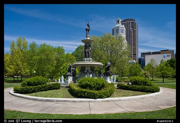 Fountain in Bushnell Park. Hartford, Connecticut, USA (color)