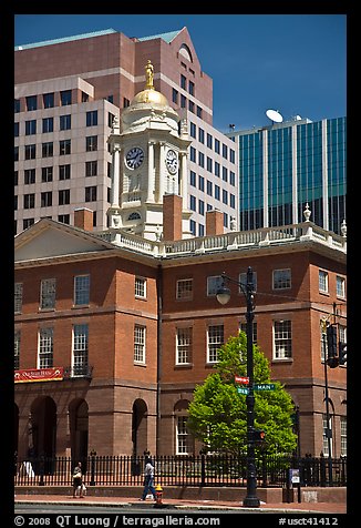 Old State house and modern buildings. Hartford, Connecticut, USA (color)