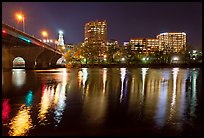 Night skyline and bridge over Connecticut River. Hartford, Connecticut, USA