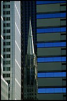 Church spire and modern buildings. Chicago, Illinois, USA ( color)