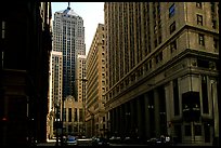 Chicago board of exchange amongst high rises buildings. Chicago, Illinois, USA (color)