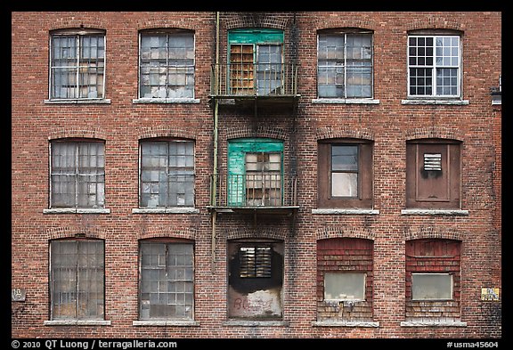 Brick facade of industrial building, Saugus. Massachussets, USA (color)
