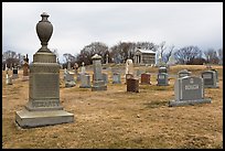 Tombstones in open cemetery space. Salem, Massachussets, USA (color)