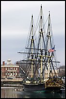 Square rigged East Indiaman Friendship, Salem Maritime National Historic Site. Salem, Massachussets, USA ( color)