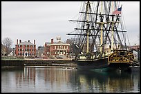 Sail ship and waterfront, Salem Maritime National Historic Site. Salem, Massachussets, USA ( color)