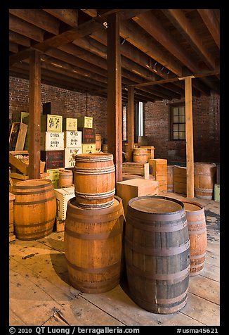 Goods inside public stores warehouse, Salem Maritime National Historic Site. Salem, Massachussets, USA (color)