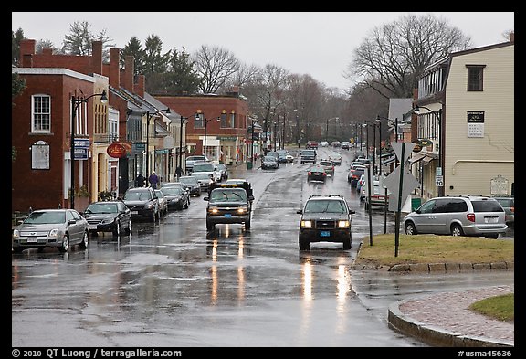 Main street in the rain, Concord. Massachussets, USA (color)