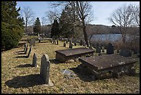 Cemetery and pond, Sandwich. Cape Cod, Massachussets, USA (color)