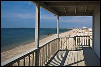 Porch and beach, Truro. Cape Cod, Massachussets, USA