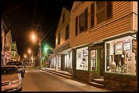Art gallery and street by night, Provincetown. Cape Cod, Massachussets, USA ( color)