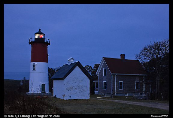Nauset lighthouse at dawn, Cape Cod National Seashore. Cape Cod, Massachussets, USA (color)