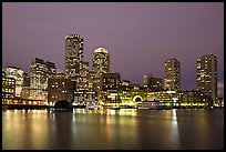 Financial district night skyline. Boston, Massachussets, USA