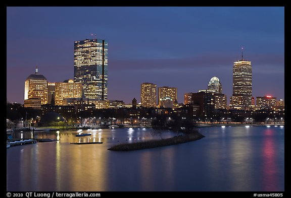 Back Bay skyline at night. Boston, Massachussets, USA