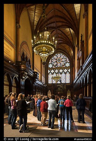 Choir reharsal in Memorial Hall, Harvard University, Cambridge. Boston, Massachussets, USA (color)