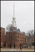 Spire on rainy day, Harvard University Campus, Cambridge. Boston, Massachussets, USA